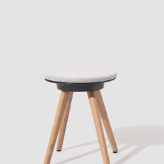 Polsterhocker Holz Hocker grau Bene TIMBA Stool