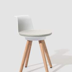 Polsterhocker Holz Hocker grau Bene TIMBA Stool