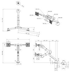 technisches Bild Dataflex Viewgo pro Monitorarm HD - Schreibtisch 840