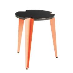 Hocker orange schwarz Dreibein Hocker, Embru, Vogt Hocker