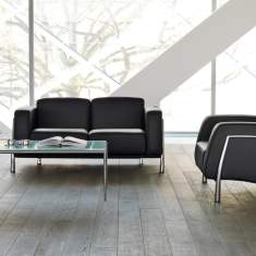Ledersessel schwarz Büro Loungemöbel Nowy Styl Classic Sessel