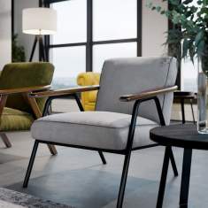 Loungesessel grau Sessel Lounge Holz Connection Camden