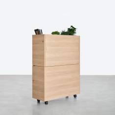 Arbeitsplatz flexibel Home Office Holz Tisch mit Schränke fahrbar Movo THE EXPERT