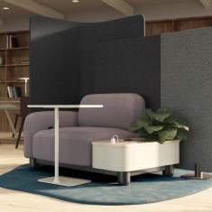 Lounge SItzmoebel gruen Loungesessel modular Sessel mit Trennwand Coalesse Ensemble Lounge System