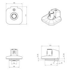 technisches Bild Dataflex Viewprime Auftischklemme oben - Halterung 710