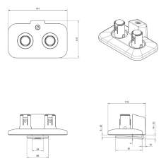 technisches Bild Dataflex Viewprime Auftischklemme oben - Halterung 723