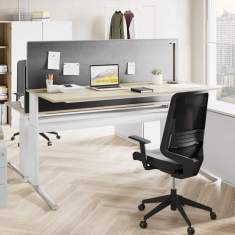 Höhenverstellbarer Schreibtisch weiß ergonomische Schreibtische mit Sideboard exklusiv Büromöbel, Leuwico, iMOVE C Sitz-/Stehtische