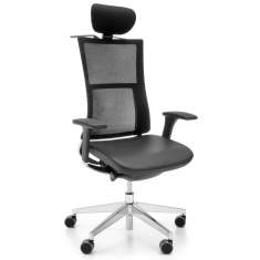 Ergonomischer Bürostuhl mit Kopfstütze schwarz, profim, Violle