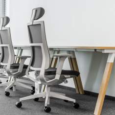 Design Schreibtisch weiß Arbeitstisch Büro Designer Schreibtische Holz Mikomax Flexido A 
Ohne Quertraverse für mehr Beinfreiheit